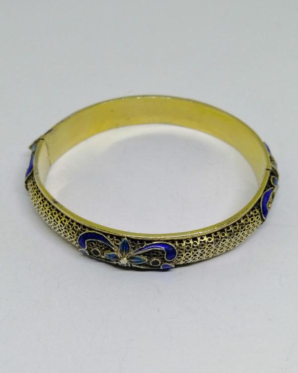 bracelet argent vermeil travail de fils et parties émaillées vers 1920.