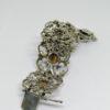 bracelet argent massif avec gros maillons ajourés et pierres naturelles en cabochons vers 1920-30.
