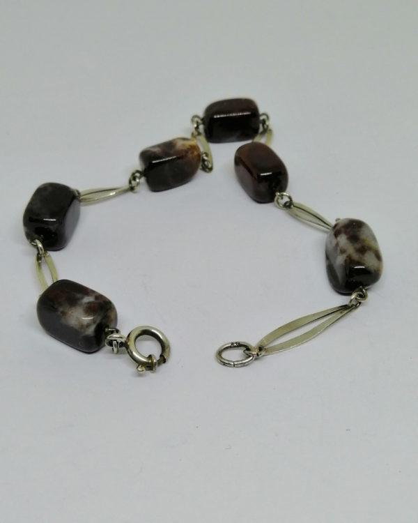 bracelet argent et pierres naturelles vintage 1960-70.