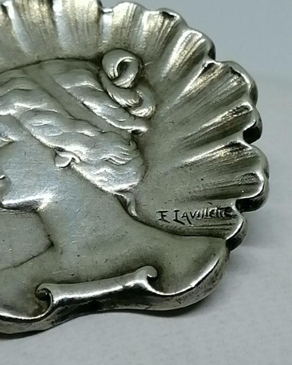 broche argent femme au coquillage signée E. Lavillette, époque art nouveau vers 1900.