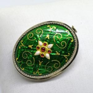 broche argent vermeil, avec émaux de Bressan, vers 1920.