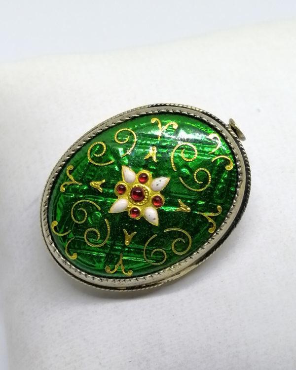 broche argent vermeil, avec émaux de Bressan, vers 1920.