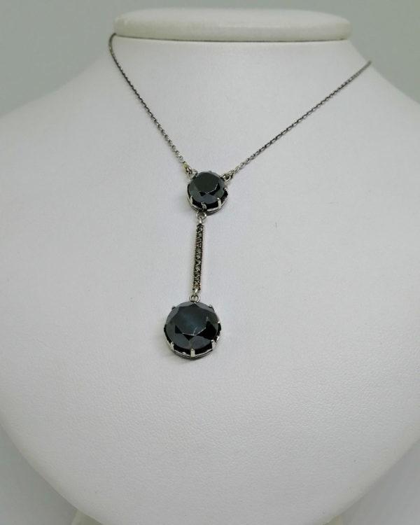 collier argent avec hématite et marcasites , art déco vers 1925-30.