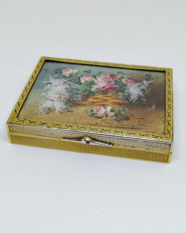boîte argent et vermeil avec peinture miniature 19ième siècle