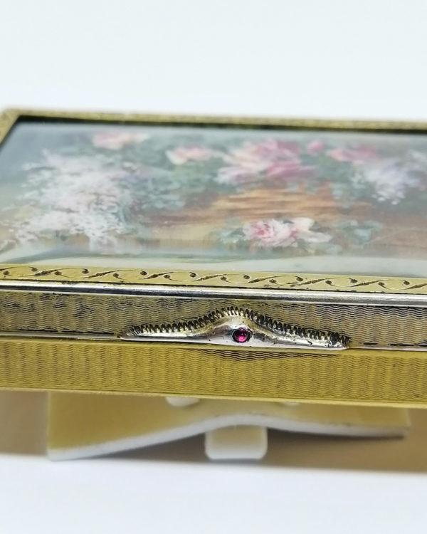 boîte argent et vermeil avec peinture miniature et signée époque 19ième siècle