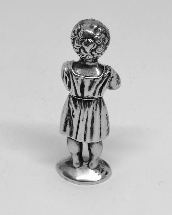 étui à aiguilles argent massif personnage vers 1900