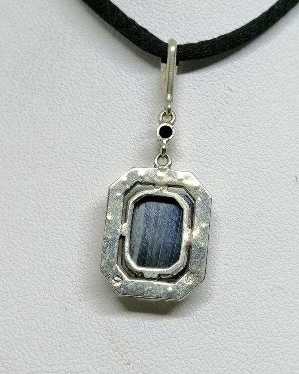 pendentif argent avec hématite et marcasites art déco vers 1930.