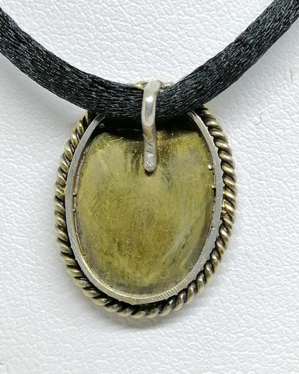 pendentif argent vermeil, avec portrait de femme en miniature vers 1900.