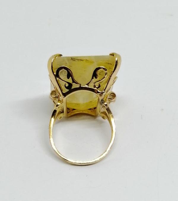 Bague or jaune, et grosse Agate Herborisée à facettes, peu courant. – Image 4