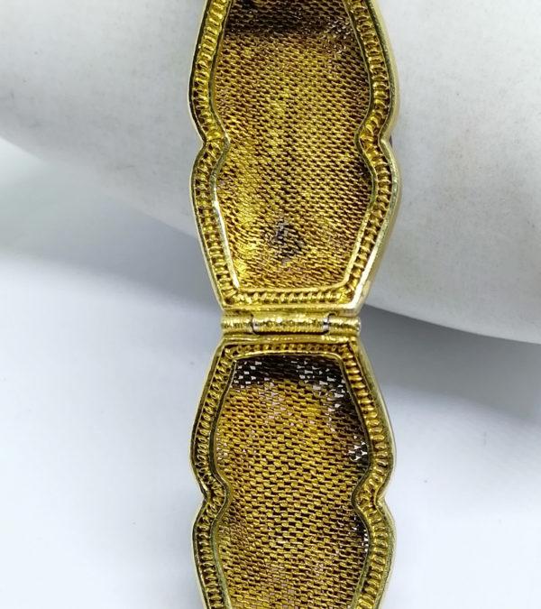 Bracelet argent, vermeil filigrané, Malachite et émaillé, vers 1900. – Image 7