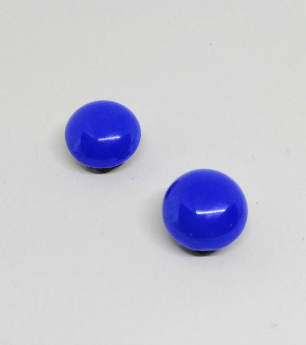 Boucles d'oreilles , clip, avec demi-boule en verre de couleur bleu. – Image 2