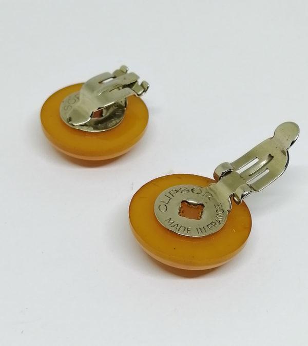 Boucles d'oreilles clip bakélite brune. – Image 3