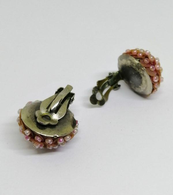 Boucles d'oreilles , clip, avec paillettes rose. – Image 3