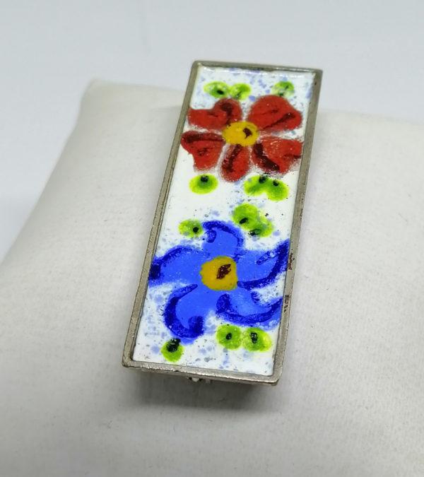 Broche métal, travail d'émail à la main. – Image 2