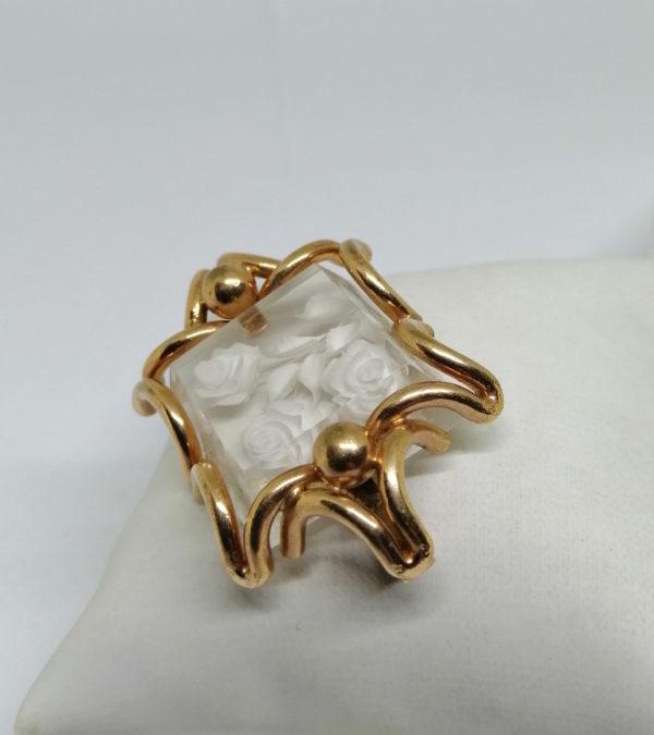 Broche plexis avec monture laiton couleur cuivré. – Image 2