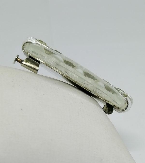 Broche en plexis ovale, et strass carré. – Image 3