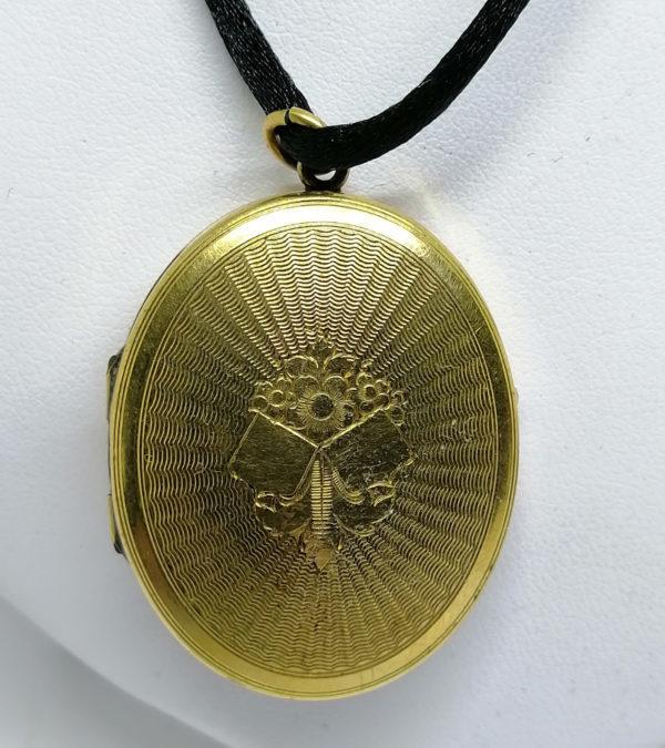 Pendentif, cassolette porte-photo, en plaqué or. – Image 3