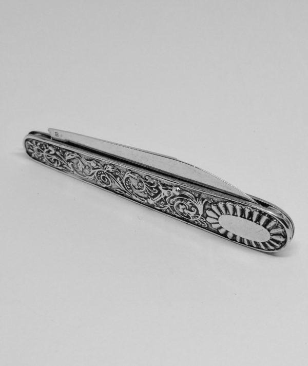 Ouvre-lettre de poche, en argent massif, façon couteau. – Image 2