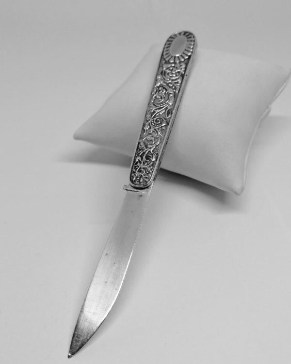 Ouvre-lettre de poche, en argent massif, façon couteau. – Image 4
