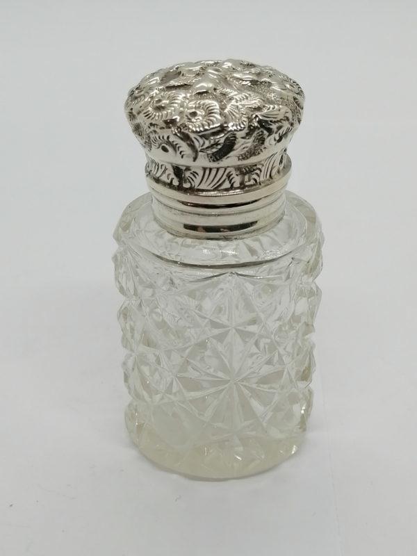 Petit flacon cristal et argent, Anglais Birmingham 1911.
