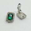 Boucles d'oreilles clip rectangulaire, façon émeraudes et diamants. – Image 3