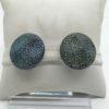 Boucles d'oreilles, clip, laiton et verre irrisé changeant de couleur.