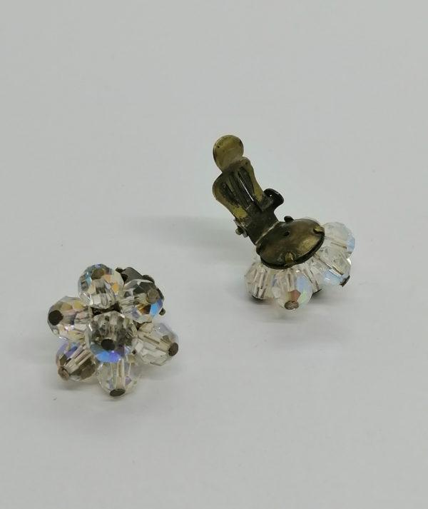Boucles d'oreilles, clip petit modèle avec perles de verre transparentes. – Image 3