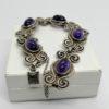 Bracelet argent, motif d'inspiration Bretonne et cabochon ovale d'améthyste, signé. – Image 4