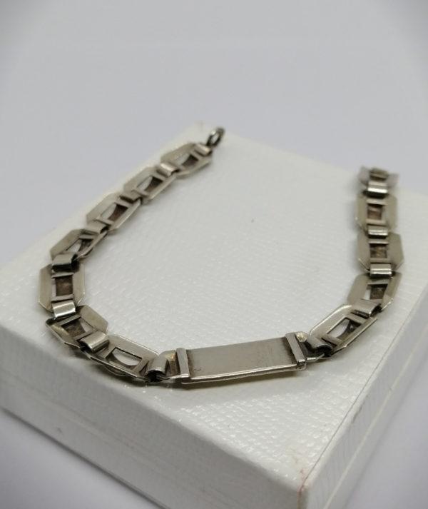 Bracelet argent, gourmette avec plaque vierge, Paris, époque Art Déco. – Image 3