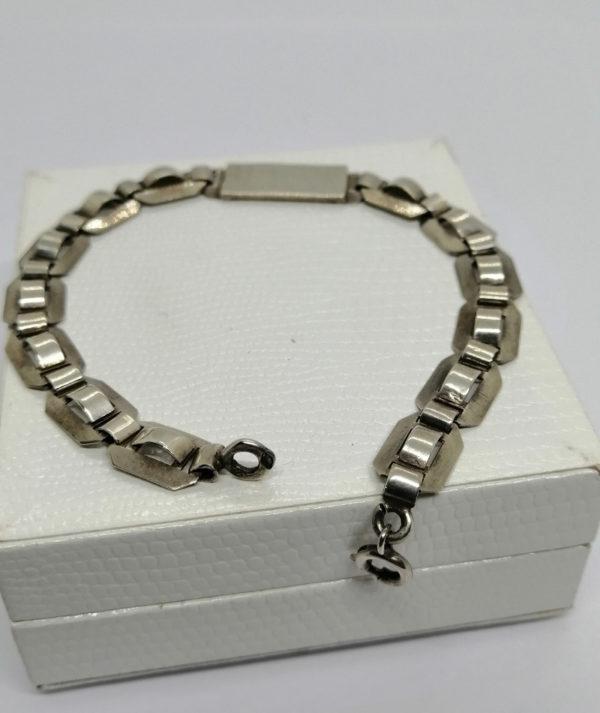 Bracelet argent, gourmette avec plaque vierge, Paris, époque Art Déco. – Image 4
