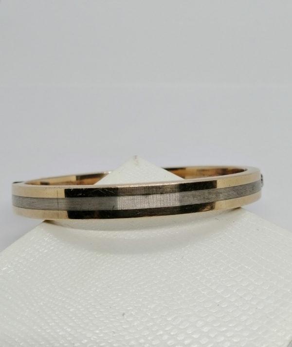 Bracelet argent, jonc ovale, plaqué or sur argent, bicolore, 1920-25.