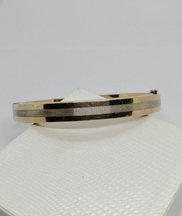 Bracelet argent, jonc ovale, plaqué or sur argent, bicolore, 1920-25. – Image 2