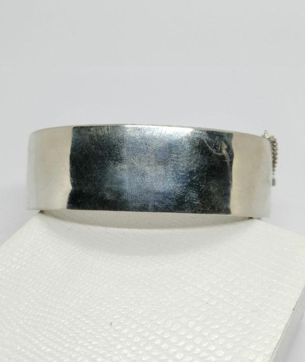 Bracelet argent, jonc plat et large, neutre de décor, orfèvre Parisien, vers 1900-20. – Image 2