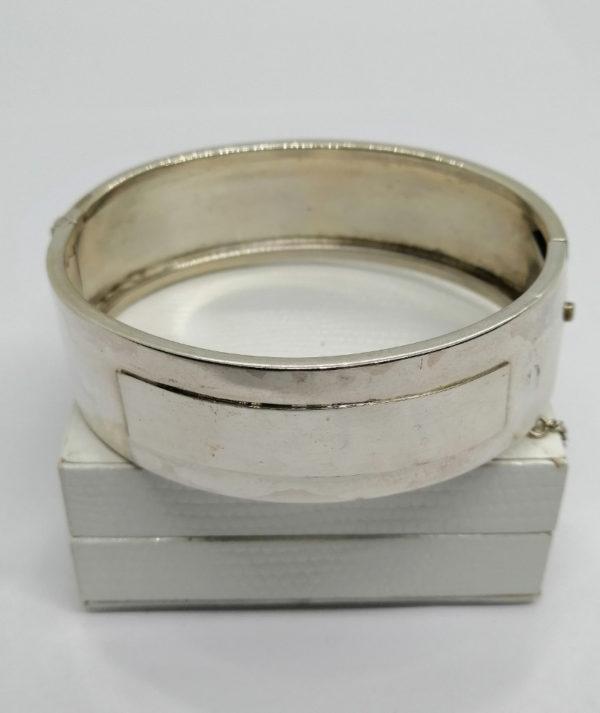 Bracelet argent, jonc plat et large, neutre de décor, orfèvre Parisien, vers 1900-20. – Image 3