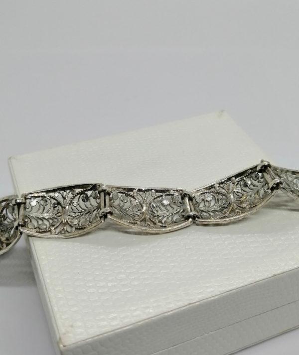 Bracelet argent, maillon filigrané motif stylisé, vers 1930. – Image 3