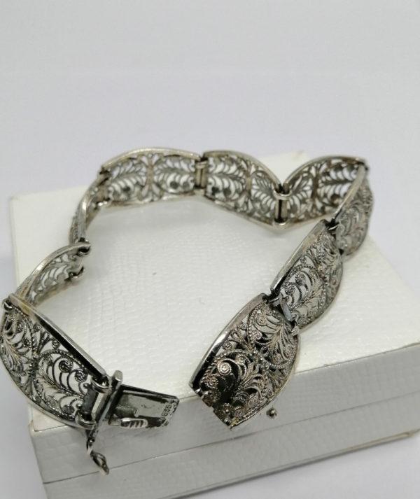 Bracelet argent, maillon filigrané motif stylisé, vers 1930. – Image 4