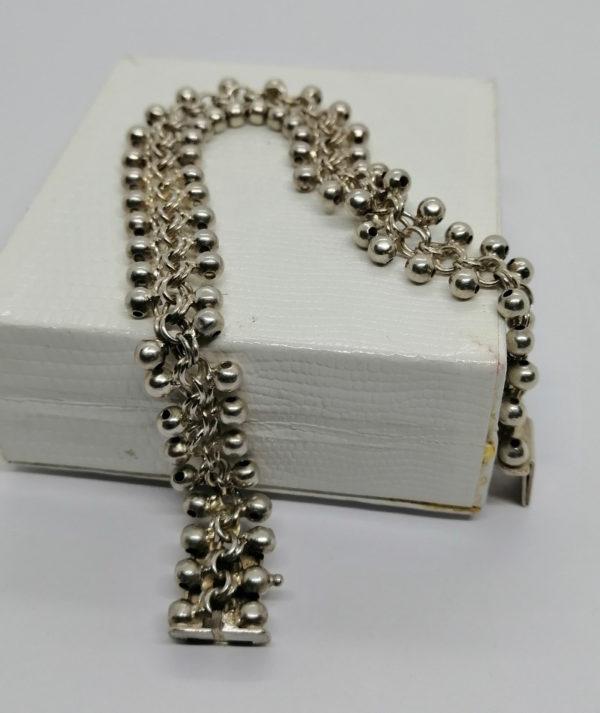 Bracelet argent, maille anneau et boules, vers 1900-20. – Image 2