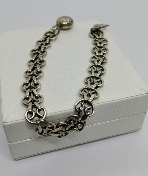 Bracelet argent, maille ancienne plate et bicolore, Paris 1900-20. – Image 3