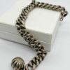 Bracelet argent , maille gourmette creuse et motif façon imprimé, vers 1900. – Image 2