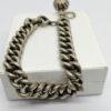 Bracelet argent , maille gourmette creuse et motif façon imprimé, vers 1900. – Image 3