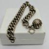 Bracelet argent , maille gourmette creuse et motif façon imprimé, vers 1900. – Image 4