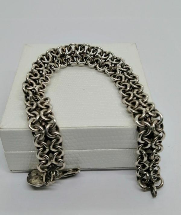Bracelet argent, maille ajourée et bicolore, français vers 1900-20. – Image 3