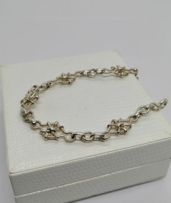 Bracelet argent, maille original et goupillon, vers 1920. – Image 3