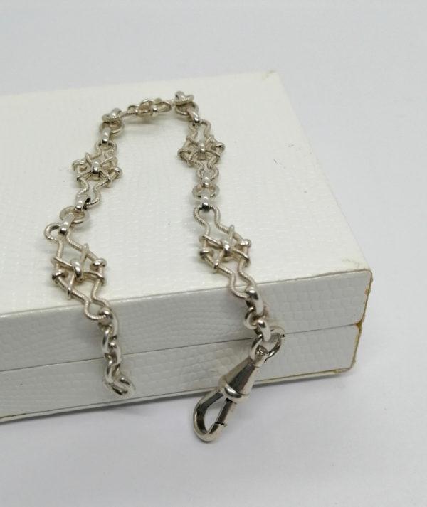 Bracelet argent, maille original et goupillon, vers 1920. – Image 4