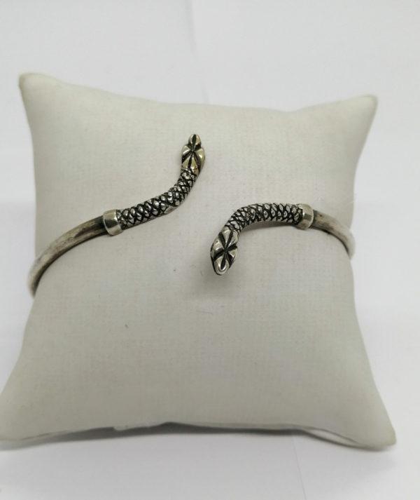 Bracelet argent, serpent à deux têtes.