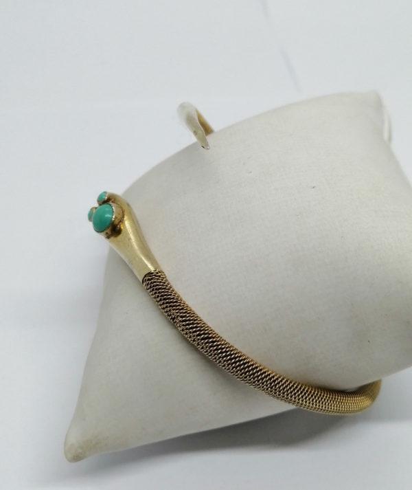 Bracelet argent, vermeil tressé avec tête de serpent. – Image 2