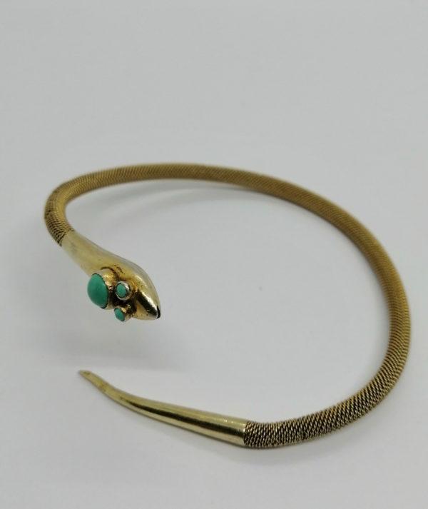 Bracelet argent, vermeil tressé avec tête de serpent. – Image 3