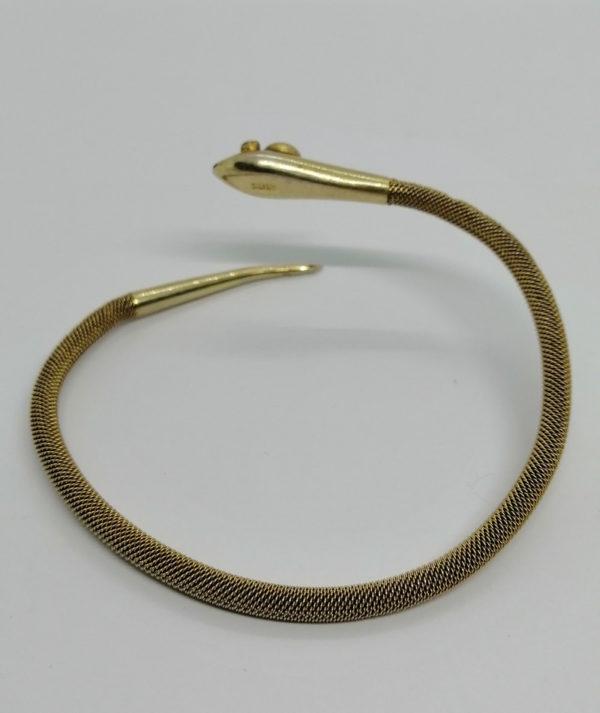 Bracelet argent, vermeil tressé avec tête de serpent. – Image 4