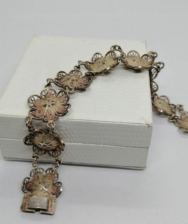 Bracelet argent, vermeil, motif de fleur entièrement filigrané, 1920. – Image 3