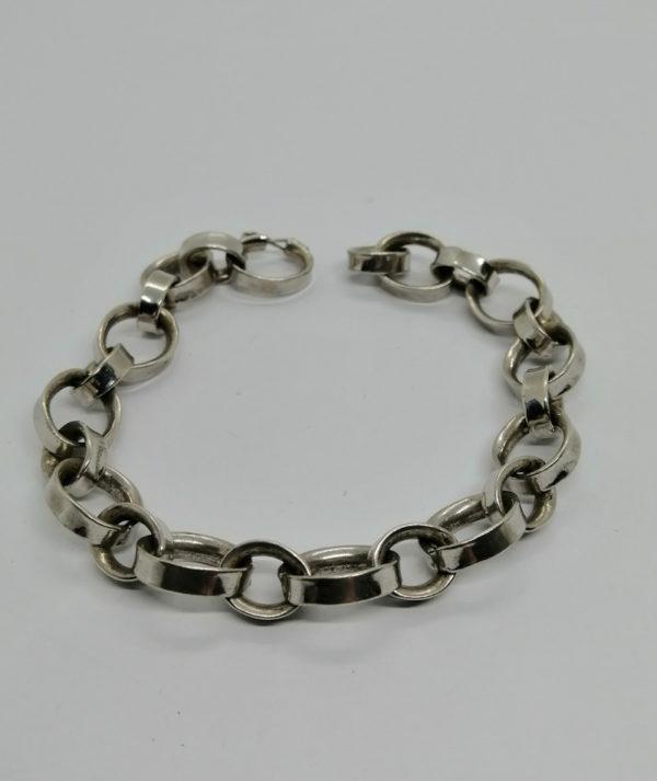 Bracelet argent, maille ovale pleine, de deux tailles différentes, vintage.